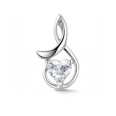 Pendentif Argent 925 Rhodié Oxyde de zirconium Coeur 6x6mm