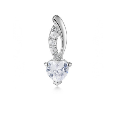 Pendentif Argent 925 Rhodié Oxyde de zirconium Coeur et Ronds