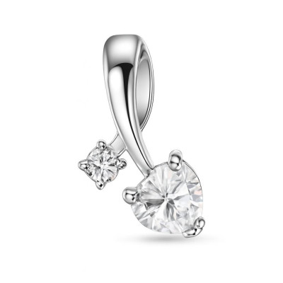 Pendentif Argent 925 Rhodié Oxyde de zirconium Coeur