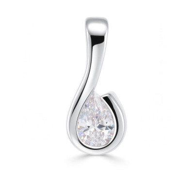 Pendentif Argent 925 Rhodié Oxyde de zirconium poire 7x5mm