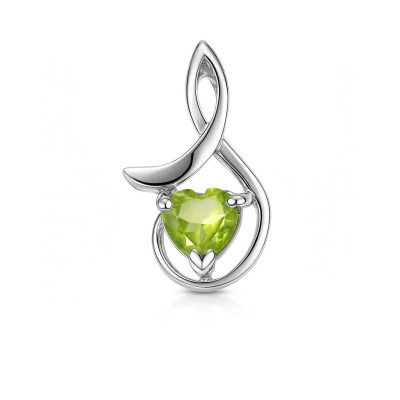 Pendentif Argent 925 Rhodié Péridot Coeur 6x6mm