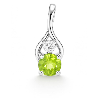 Pendentif Argent 925 Rhodié Péridot et Oxyde