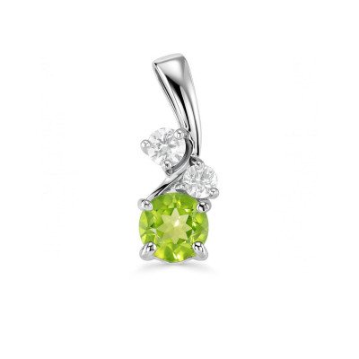 Pendentif Argent 925 Rhodié Péridot et Oxydes