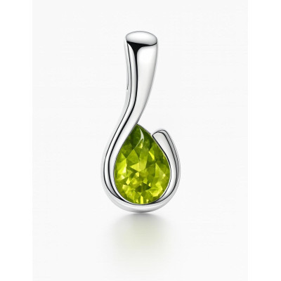 Pendentif Argent 925 Rhodié Péridot poire 7x5mm