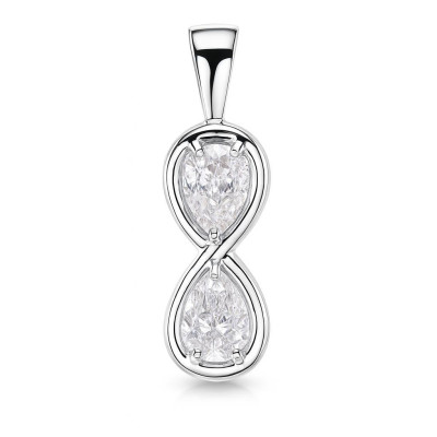 Pendentif Argent 925 Rhodié Signe Infini et Oxydes de zirconium