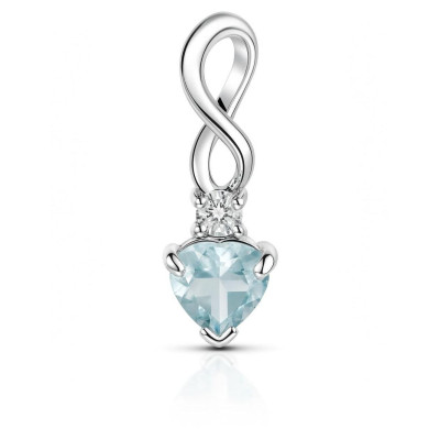 Pendentif Argent 925 Rhodié Topaze bleue traitée Coeur et Oxyde