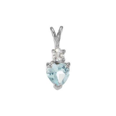 Pendentif Argent 925 Rhodié Topaze bleue traitée Coeur et Oxyde