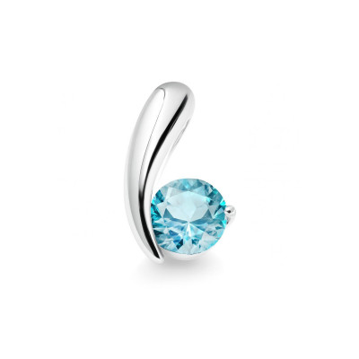 Pendentif Argent 925 Topaze Bleue Traitée 7mm