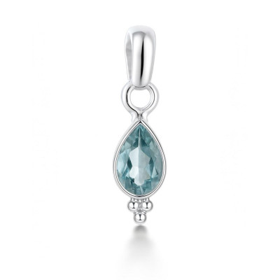 Pendentif Argent 925 Topaze Bleue Traitée poire 7x5mm