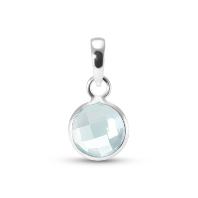 Pendentif Argent 925  Topaze Bleue Traitée Ronde facettée 8mm