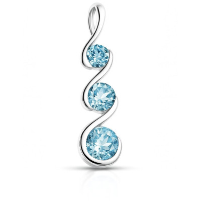 Pendentif Argent 925 Topaze Bleue Traitée