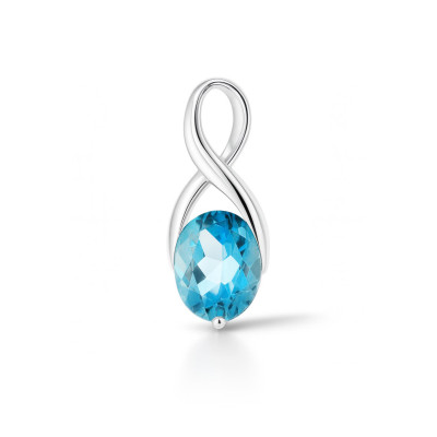 Pendentif Argent 925 Topaze Bleue Traitée