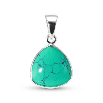 Pendentif Argent 925 Turquoise Reconstituée Triangulaire 10x10mm Cabochon