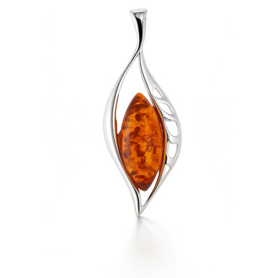 Pendentif Argent  Ambre 13x7mm