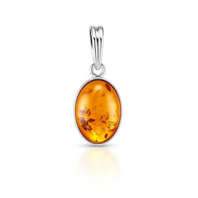Pendentif Argent Ambre Ovale 12x8mm