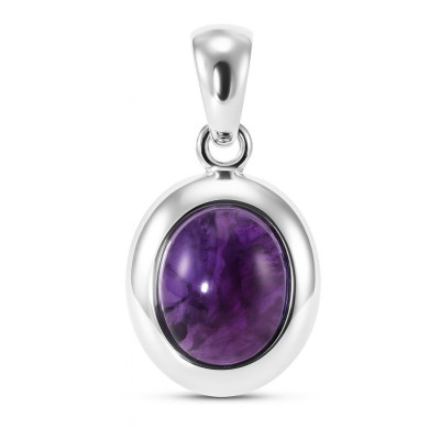 Pendentif Argent Améthyste Cabochon Ovale 12x10 mm