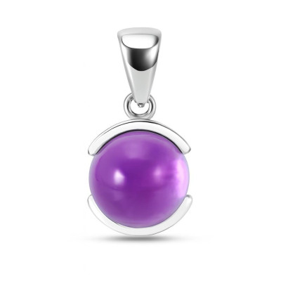 Pendentif Argent Améthyste Cabochon Rond 12mm