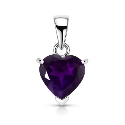 Pendentif Argent  Améthyste Coeur 10x10mm