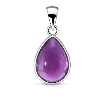 Pendentif Argent  Améthyste Poire Cabochon 14x10mm