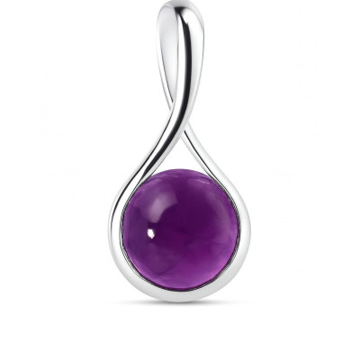Pendentif Argent Améthyste Ronde 12mm