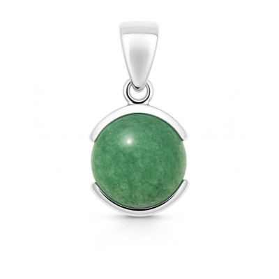 Pendentif Argent Aventurine Cabochon Rond 12mm