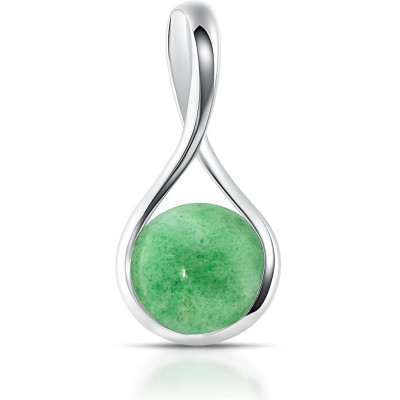 Pendentif Argent  Aventurine Ronde 12mm
