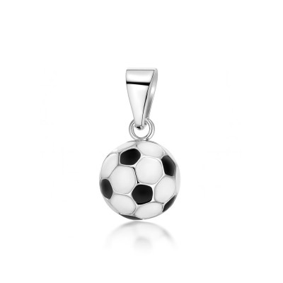 Pendentif Argent  Ballon de Foot Emaillé