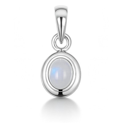 Pendentif Argent  Calcédoine Cabochon Ovale 8x6mm