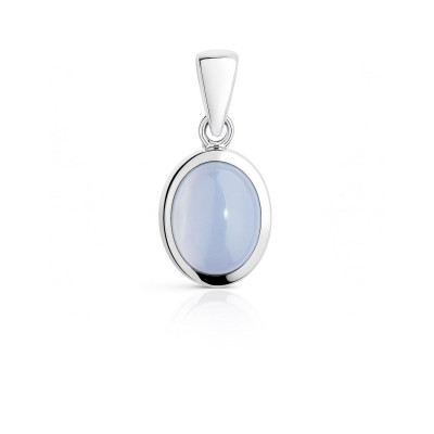 Pendentif Argent Calcédoine Ovale 9x7mm