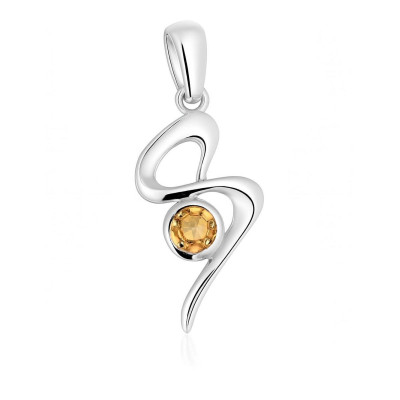 Pendentif Argent  Citrine 4mm