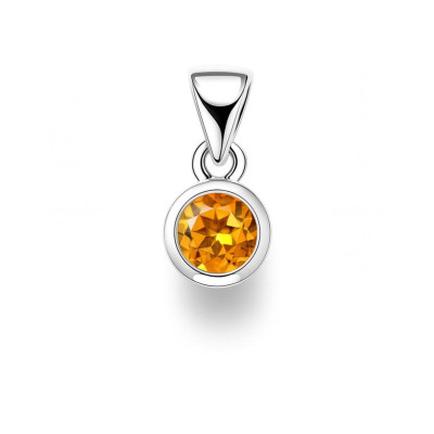Pendentif Argent  Citrine 5mm Serti Clos 