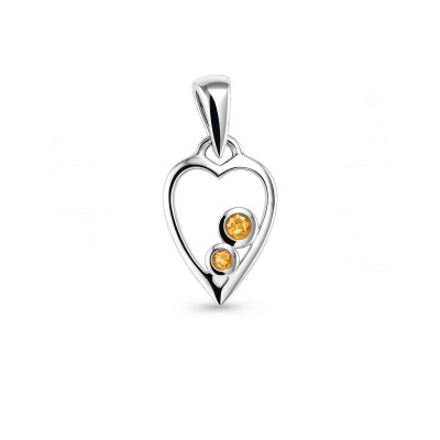 Pendentif Argent Coeur Citrine 1.5 et 2mm