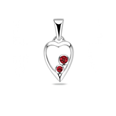Pendentif Argent Coeur Grenat 1.5 et 2mm