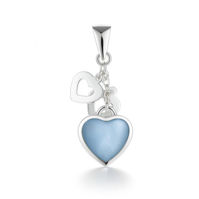 Pendentif Argent Coeur Nacre bleue