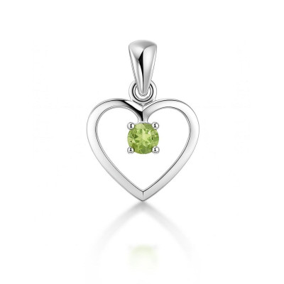 Pendentif Argent Coeur Péridot 3mm