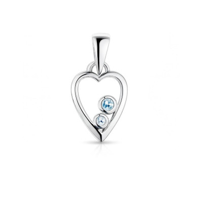 Pendentif Argent Coeur Topaze Bleue Traitée 1.5 et 2mm