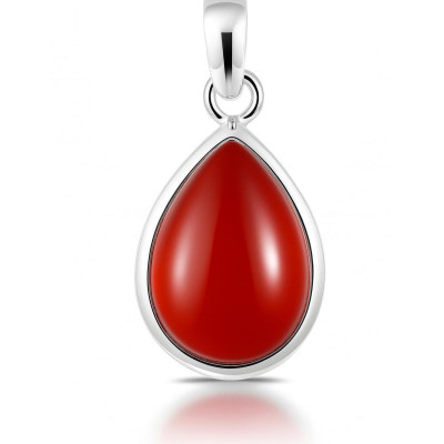 Pendentif Argent Cornaline Poire 18x13mm