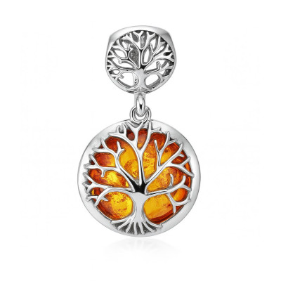 Pendentif Argent et Ambre arbre de vie