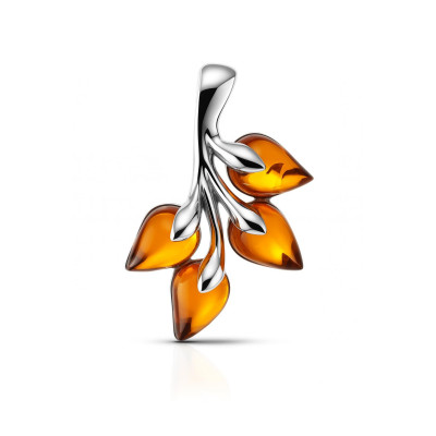 Pendentif argent et ambre branche