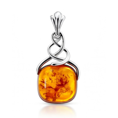 Pendentif Argent et Ambre Coussin