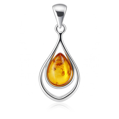 Pendentif Argent et Ambre Poire 