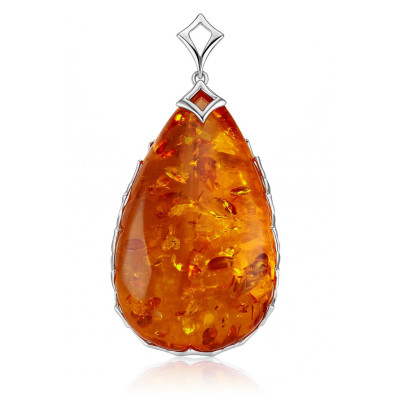 Pendentif Argent et Ambre Poire 