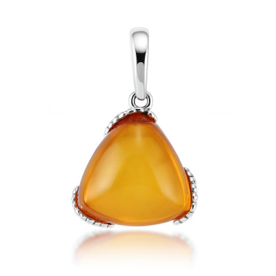 Pendentif Argent et Ambre triangulaire
