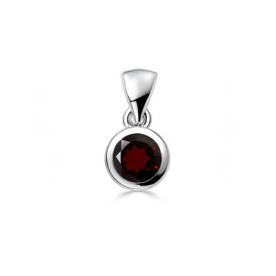 Pendentif Argent Grenat 5mm Serti Clos