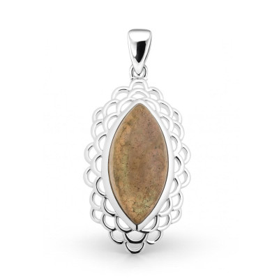 Pendentif Argent Labradorite Navette 16x8mm