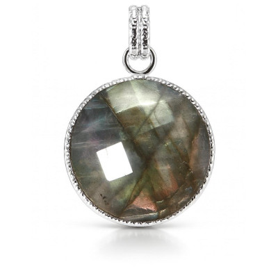 Pendentif Argent Labradorite Ronde 20mm