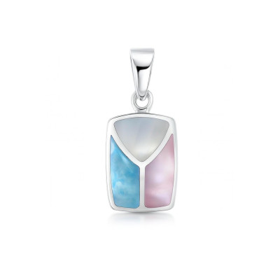Pendentif Argent  Nacre Tricolore 
