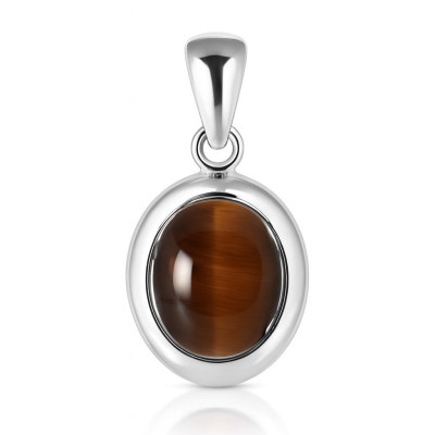 Pendentif Argent Oeil de Tigre Ovale 12x10mm