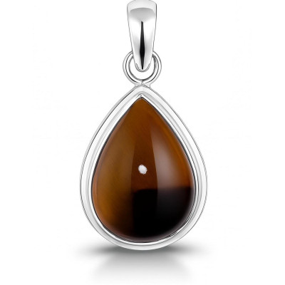 Pendentif Argent Oeil de Tigre Poire 18x13mm