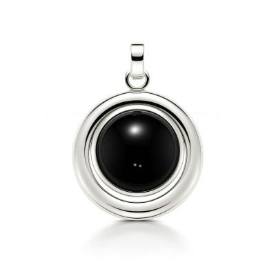 Pendentif Argent Onyx Cabochon 15mm